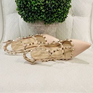 Designer-Inspired Patent Studded Sling Backs